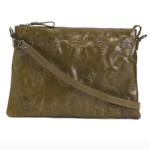 IO Pelle Olive Skull Embossed Leather Crossbody Envelope Bag